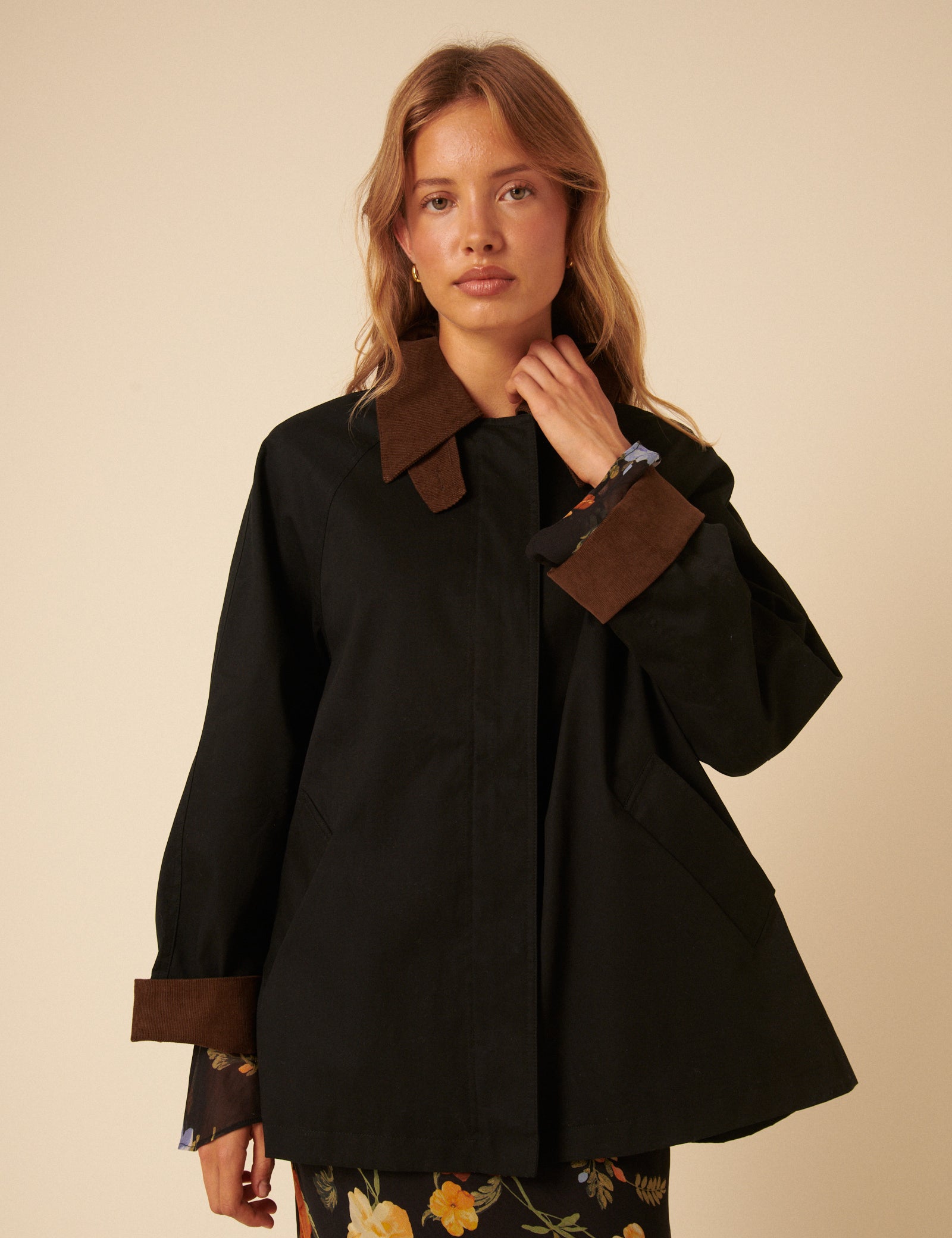 Dark Navy Cord Detail Barn Jacket