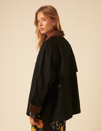 Dark Navy Cord Detail Barn Jacket