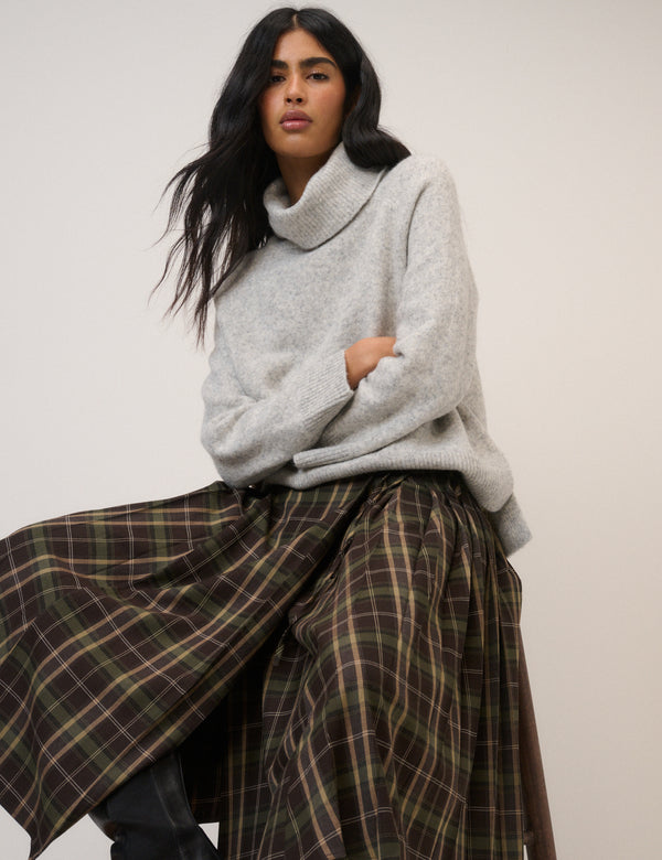 Grey Roll Neck Relaxed Jumper