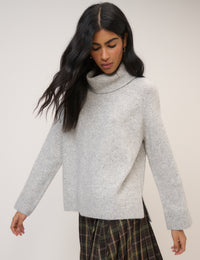 Grey Roll Neck Relaxed Jumper