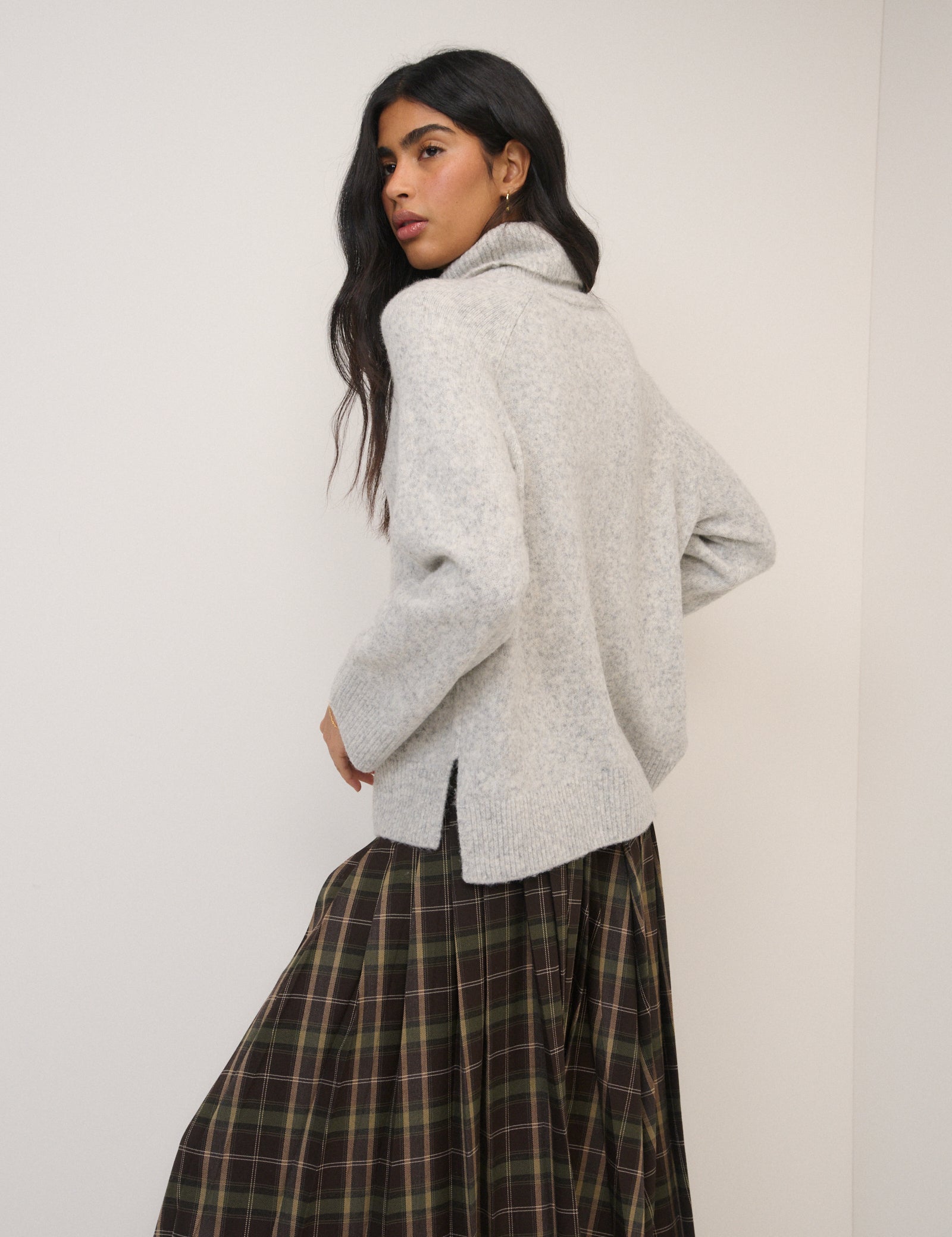 Grey Roll Neck Relaxed Jumper