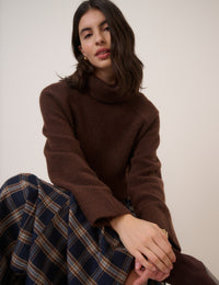 Brown Roll Neck Jumper Relaxed Fit