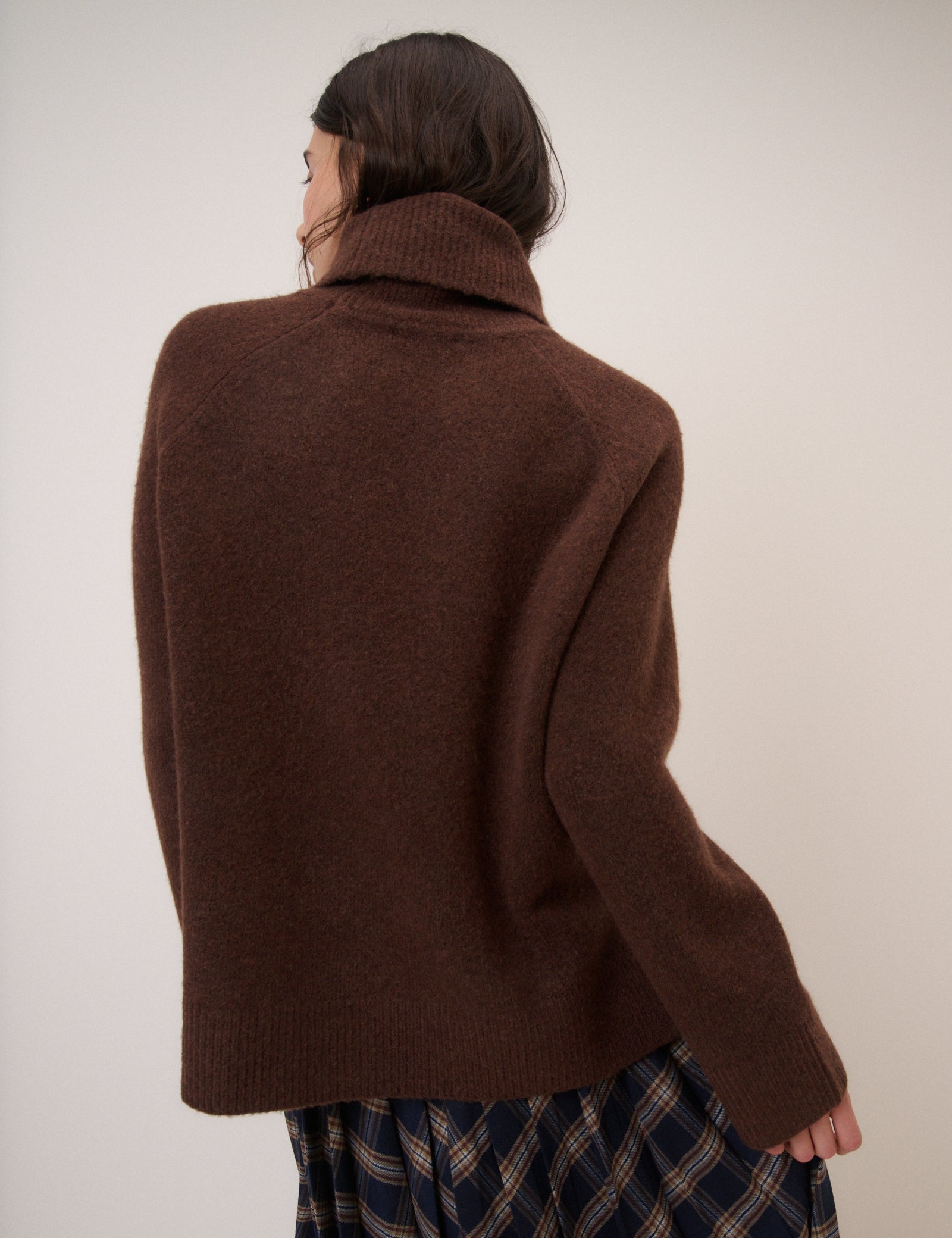 Brown Roll Neck Jumper Relaxed Fit