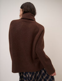 Brown Roll Neck Jumper Relaxed Fit