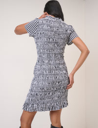 Black Gingham Shirred Martha Mini Dress