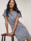 Black Gingham Shirred Martha Mini Dress