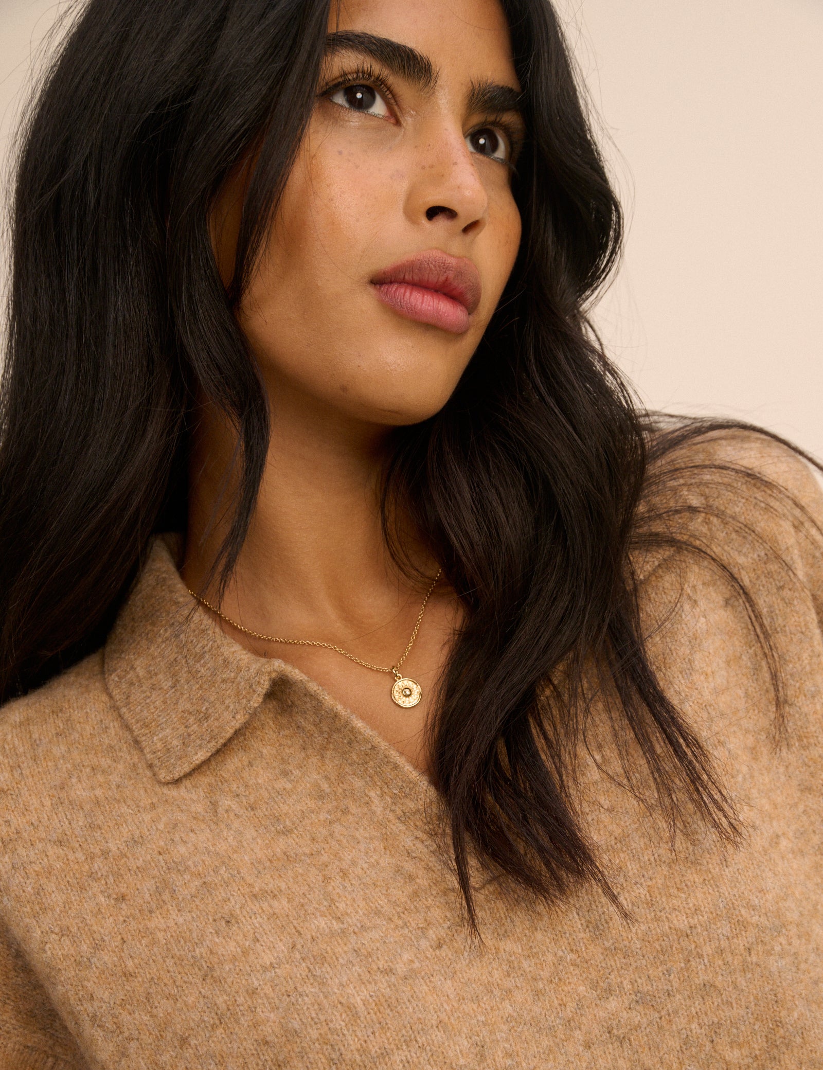 Brown Open Collar Polo Knitted T-Shirt