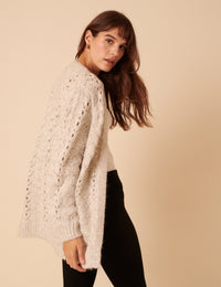 Grey Pointelle Relaxed Cardigan