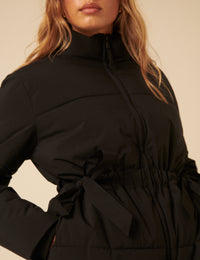 Black Bow Puffer Jacket
