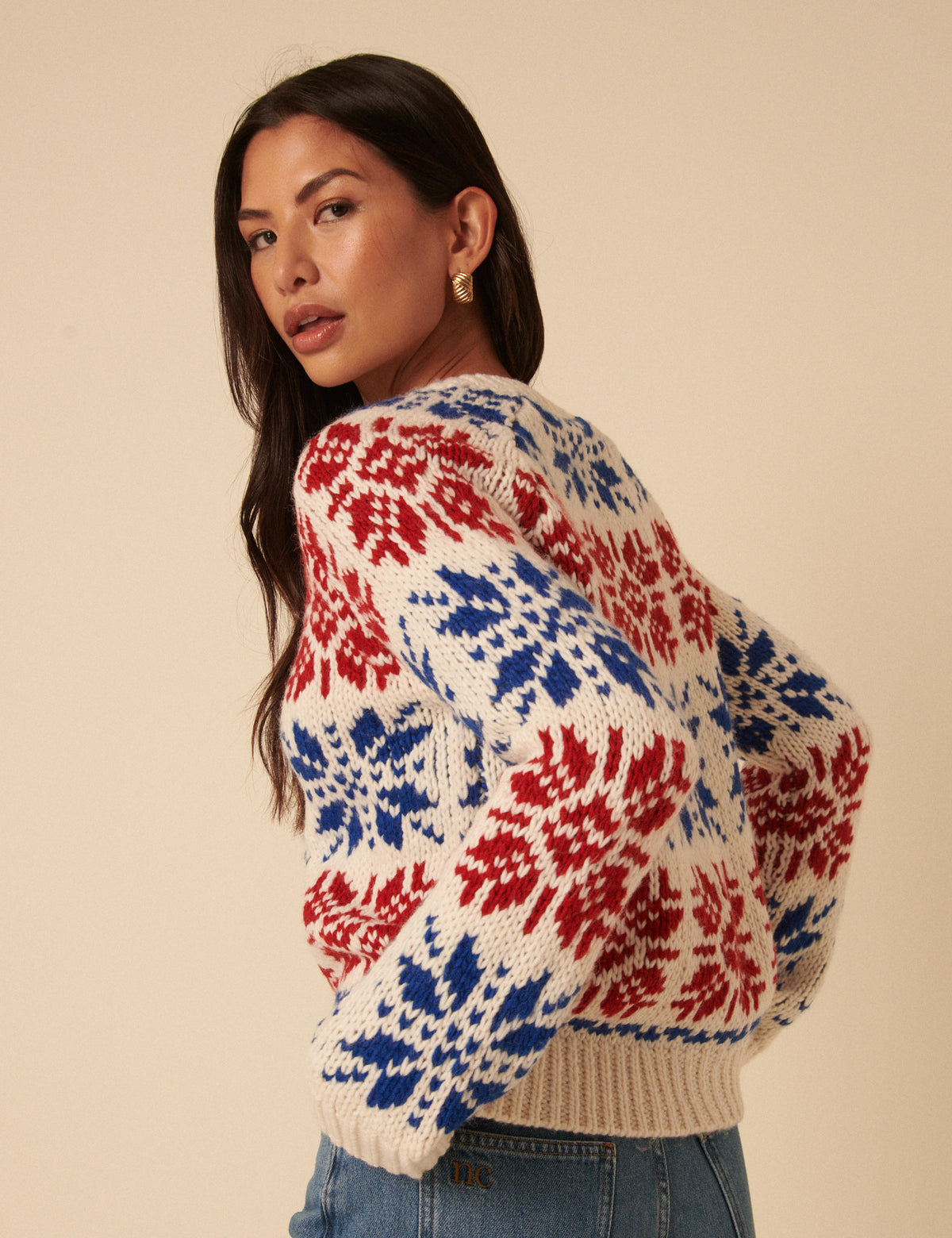 Cream Fair Isle Chunky Knit Cardigan