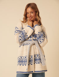 Cream Fair Isle Chunky Knit Cardigan