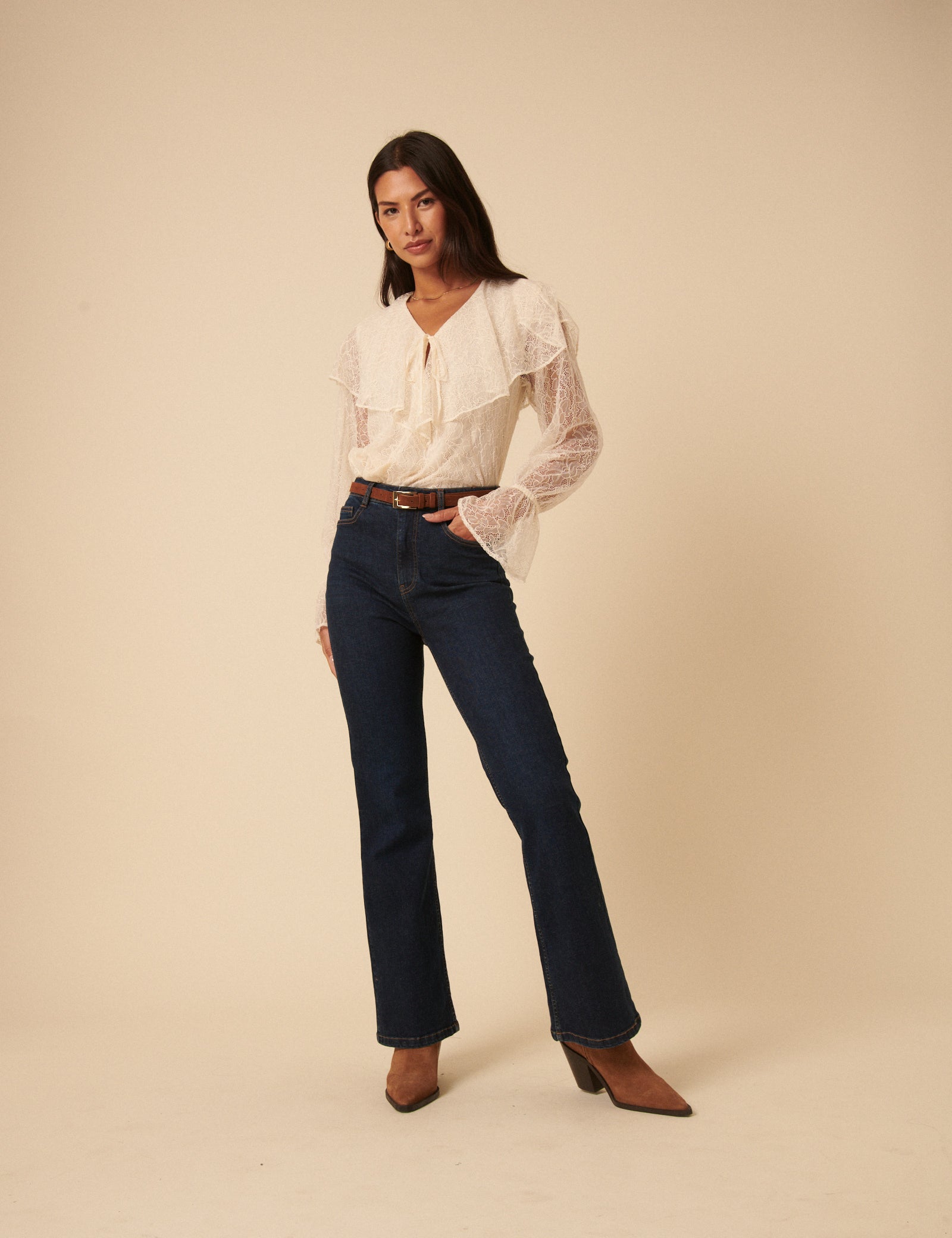 White Lace Frill Blouse