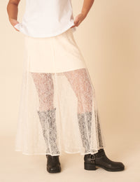 White Lace Midi Skirt