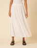White Linen-blend Midi Skirt