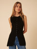Black Longline Knitted Waistcoat
