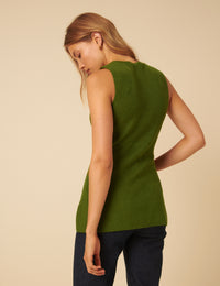 Green Longline Knitted Waistcoat