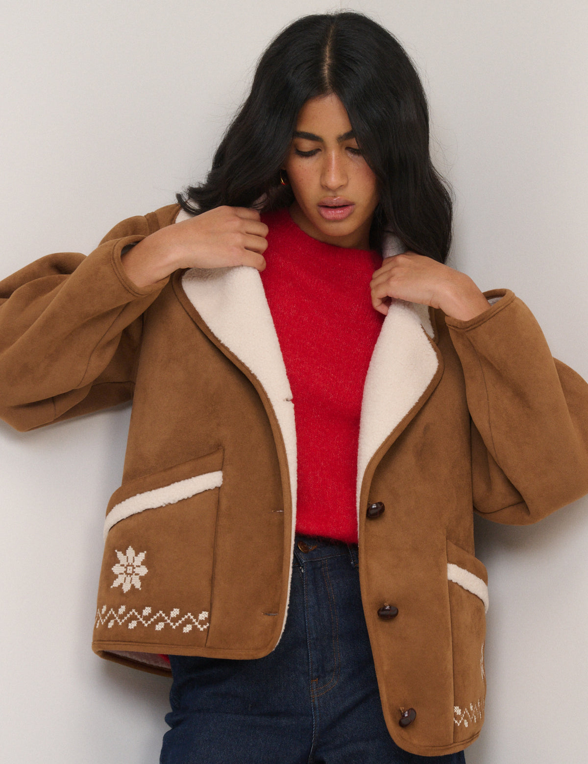 Tan Faux-Shearling Aspen Jacket