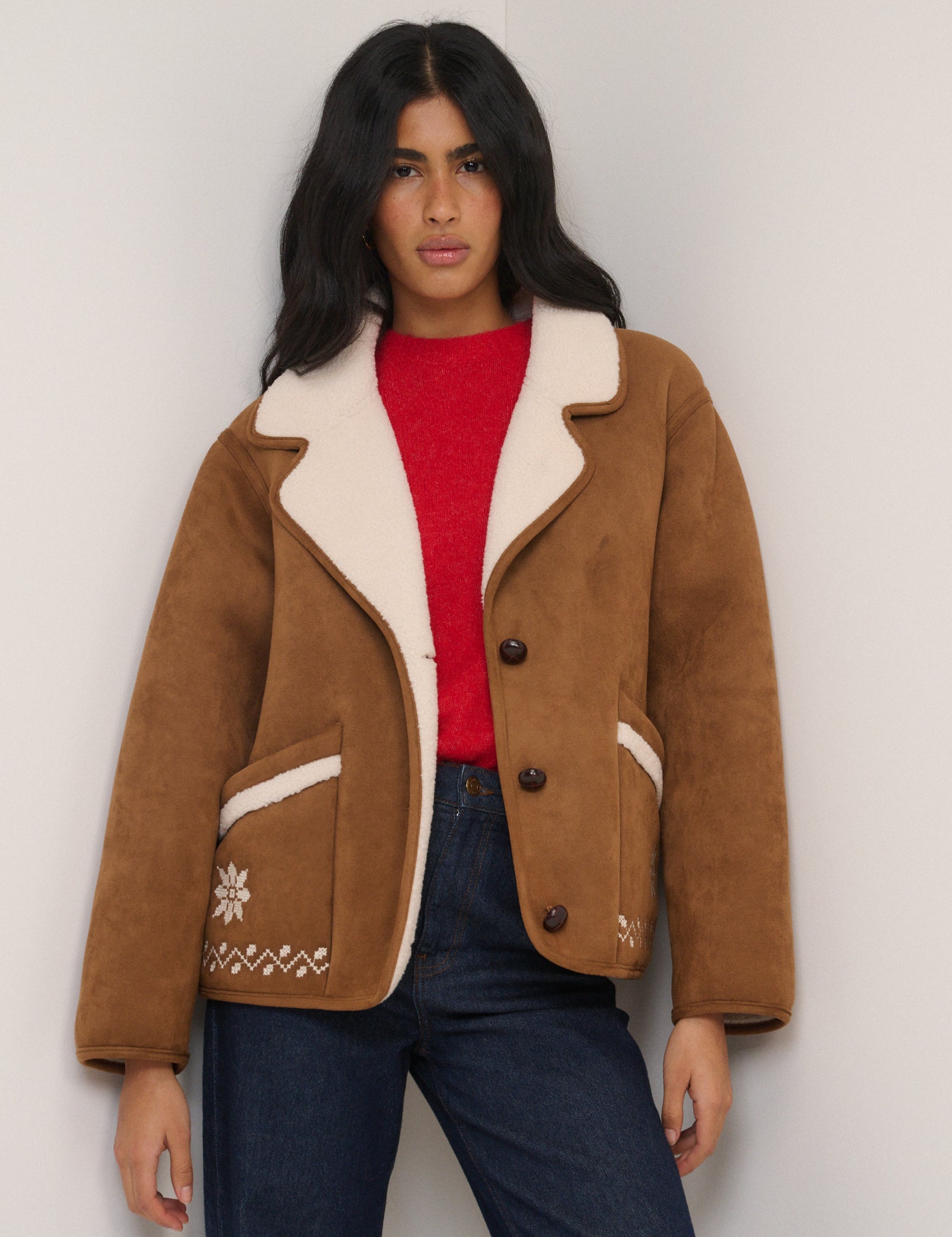 Tan Faux-Shearling Aspen Jacket