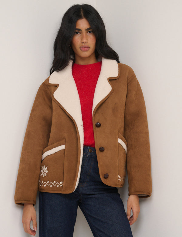 Tan Faux-Shearling Aspen Jacket