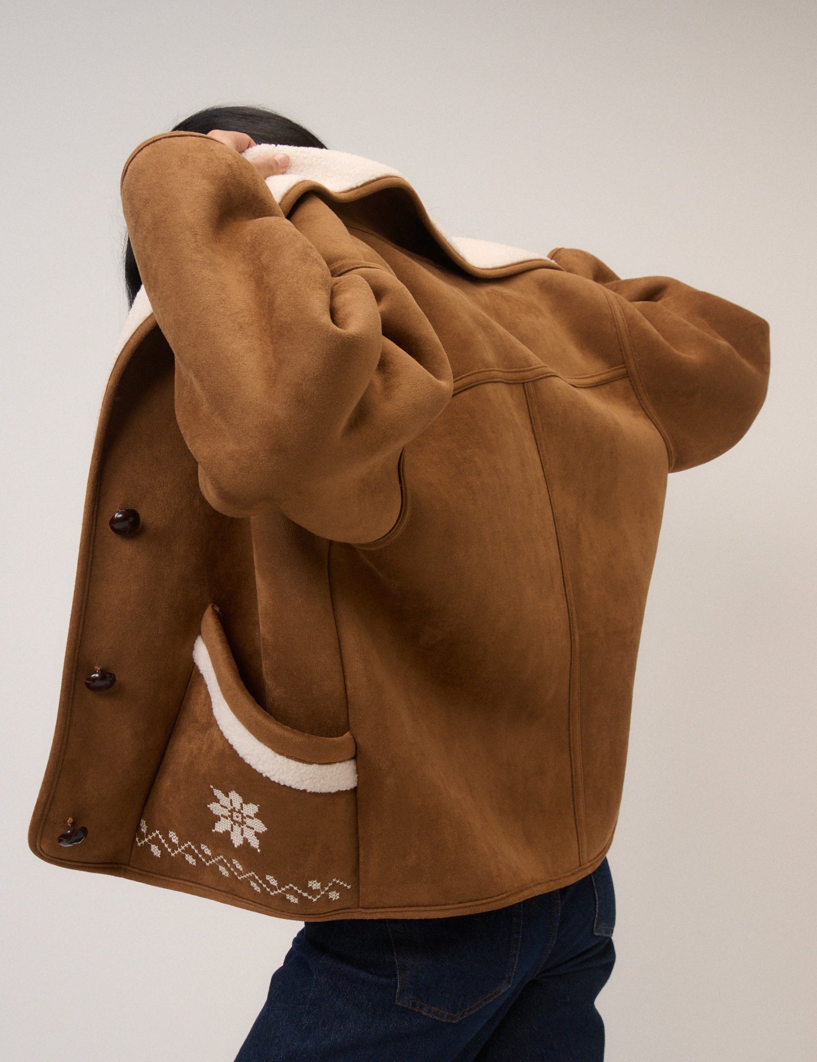 Tan Faux-Shearling Aspen Jacket