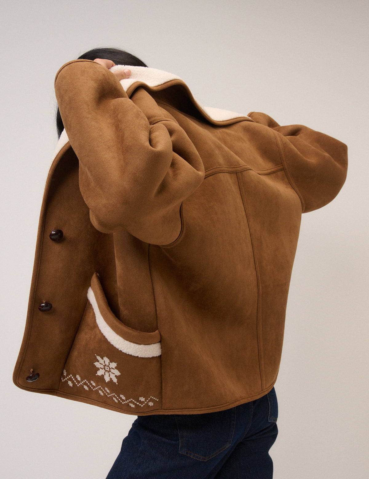 Tan Faux-Shearling Aspen Jacket