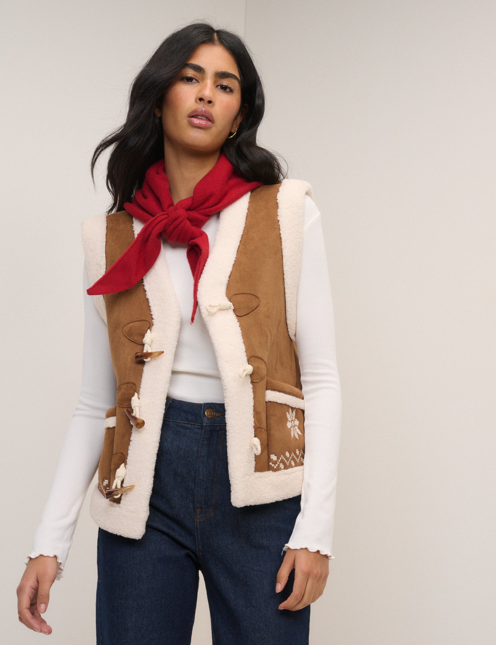 Tan Faux-Shearling Aspen Gillet