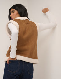 Tan Faux-Shearling Aspen Gillet
