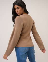Light Brown Longline Cardigan