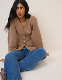 Light Brown Longline Cardigan