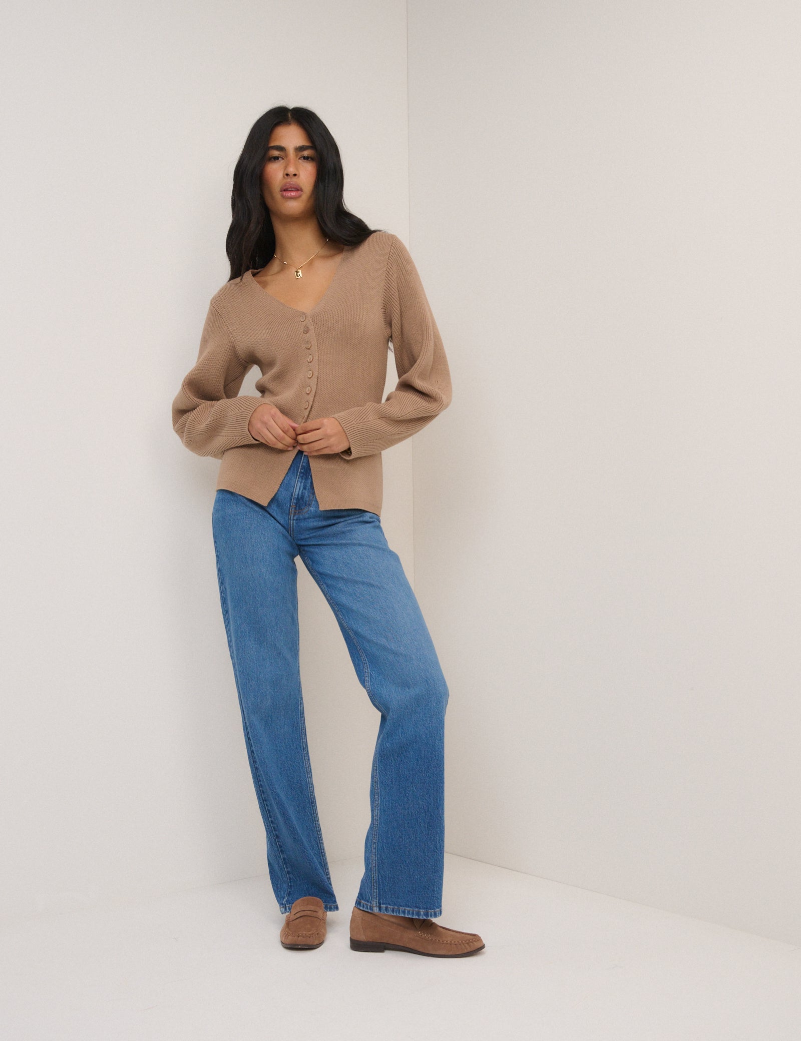 Light Brown Longline Cardigan