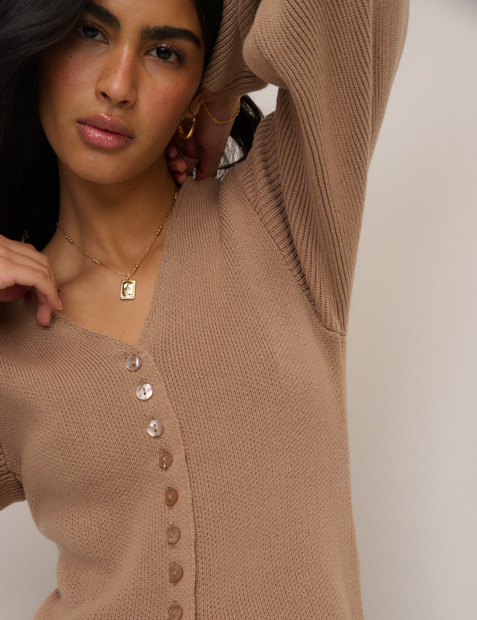 Light Brown Longline Cardigan
