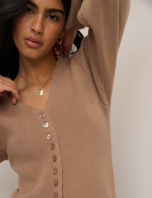 Light Brown Longline Cardigan