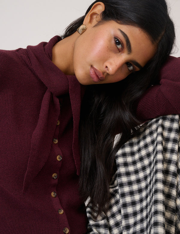 Burgundy Neckerchief Cardigan