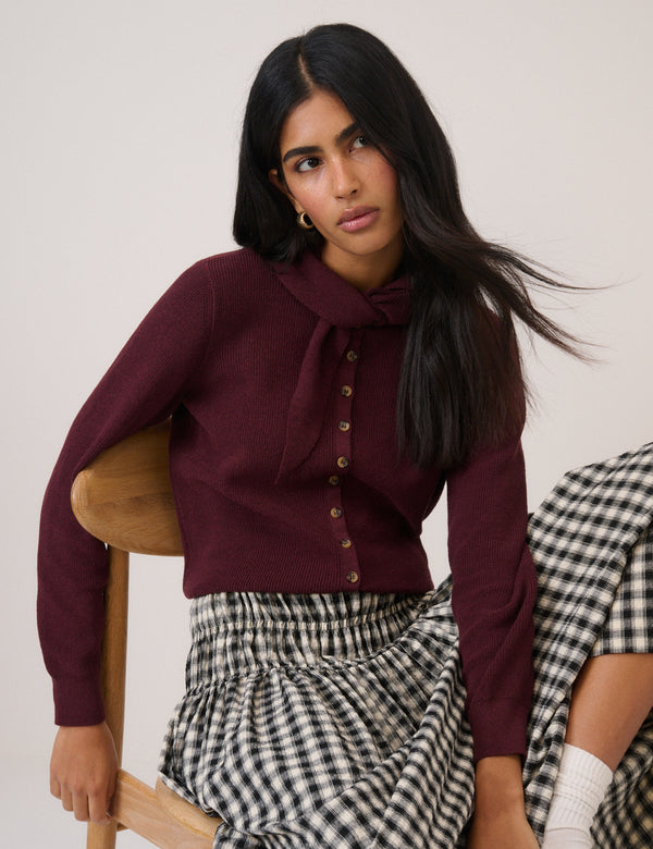Burgundy Neckerchief Cardigan