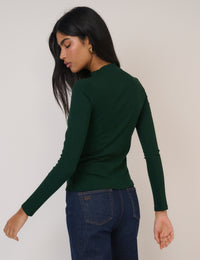 Forest Green Ribbed Top