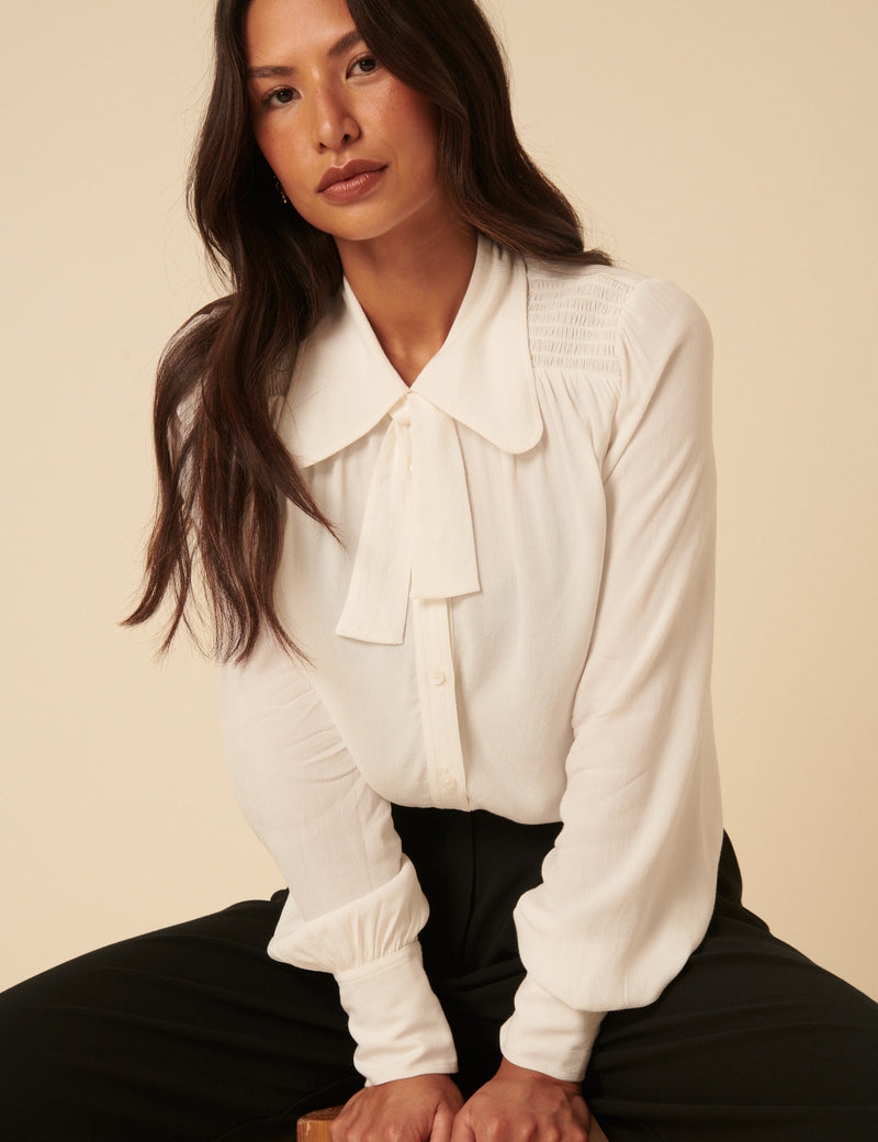 NC x Lisou Cream Statement Collar Blouse