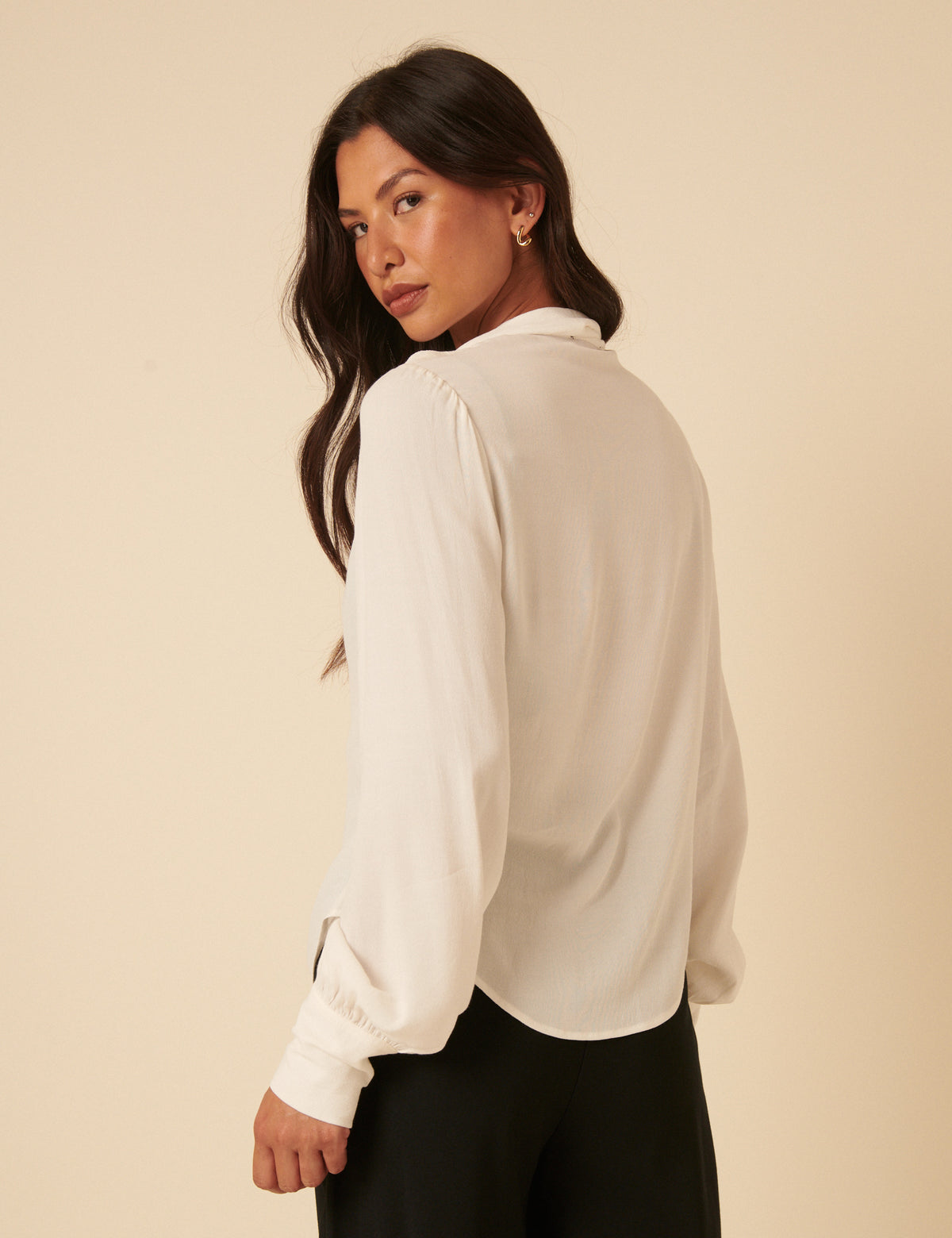 NC x Lisou Cream Statement Collar Blouse