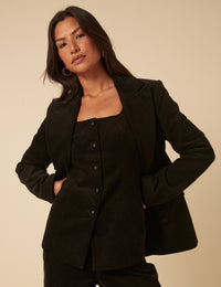 NC x Lisou Black Cord Double Breasted Tailored Blazer