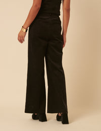 NC x Lisou Black Cord High Waist Wide Leg Trousers