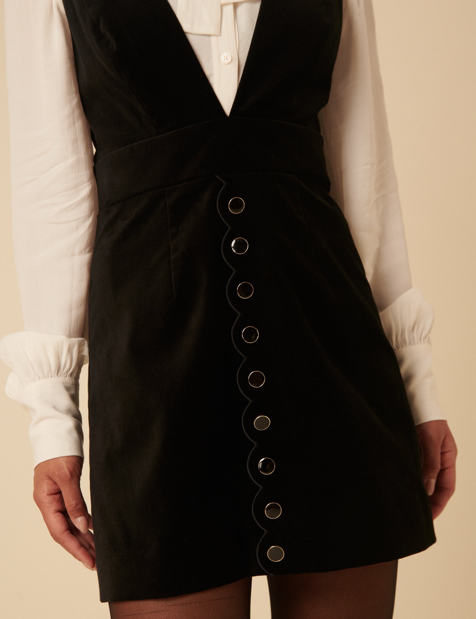black a line pinafore dress Inspire Chic Women's Dress Pinafore Overall U Neck Tweed Plaid A-Line Dress XS Black