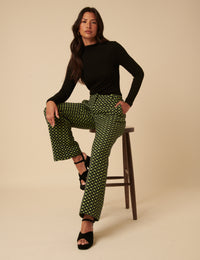 NC x Lisou Black and Lime Green Jacquard Checkerboard Tailored Trousers