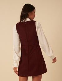 NC x Lisou Burgundy Wool Blend Pinafore Dress