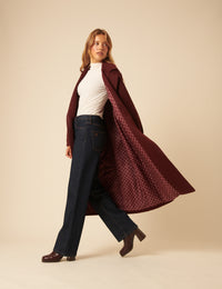 NC x Lisou Burgundy Wool Blend Tailored Longline Coat