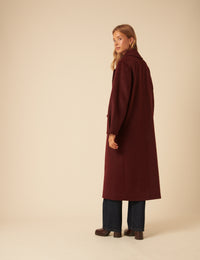 NC x Lisou Burgundy Wool Blend Tailored Longline Coat