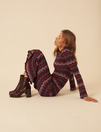 Burgundy Leather Platform Boots