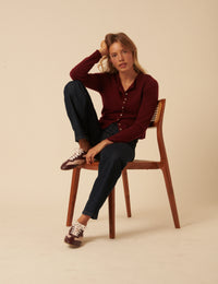 Burgundy And Pink Leather Trainers