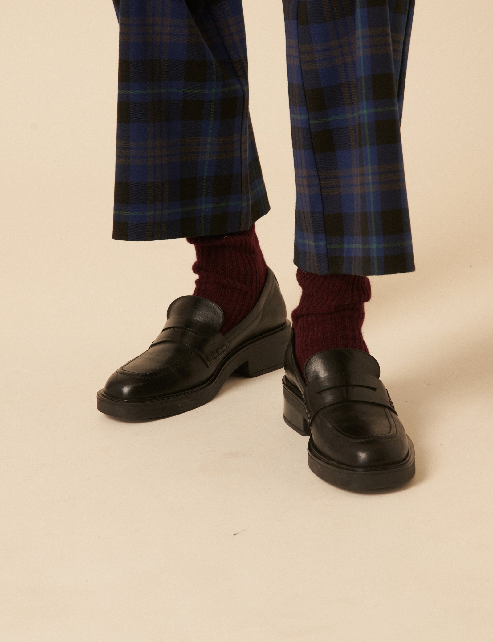 Black Leather Chunky Loafers