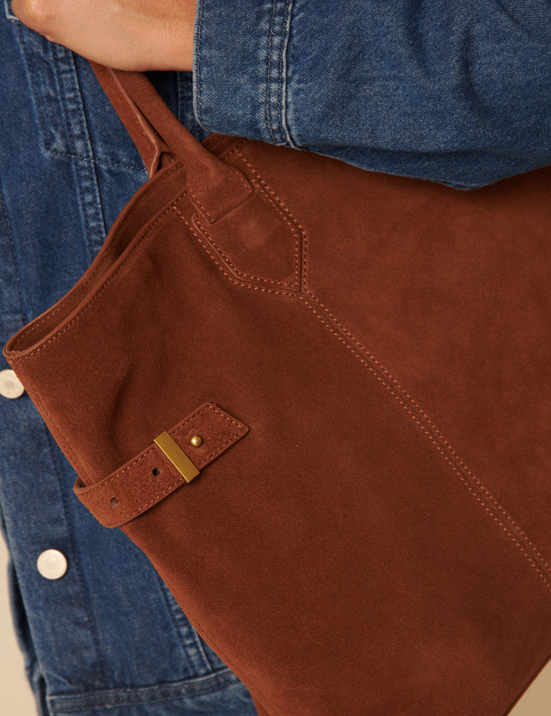 Brown Suede Tote Bag