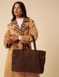 Chocolate Brown Suede Tote Bag