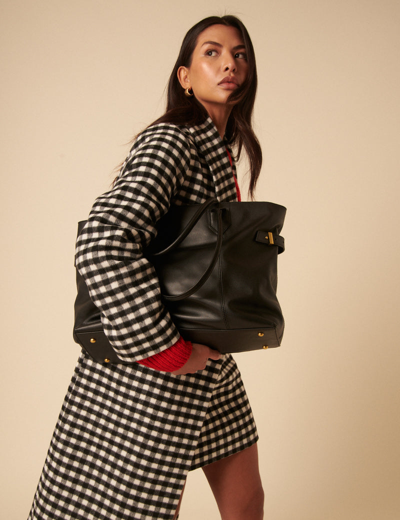 Black Leather Tote Bag